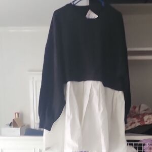 New Free People Eleanor Layered Sweatshirt Minidress